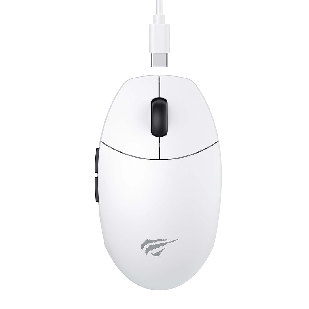Mouse Gaming Wireless HAVIT MS1039W, 800DPI - 7400DPI, Wi-Fi / Cablato, Bianco