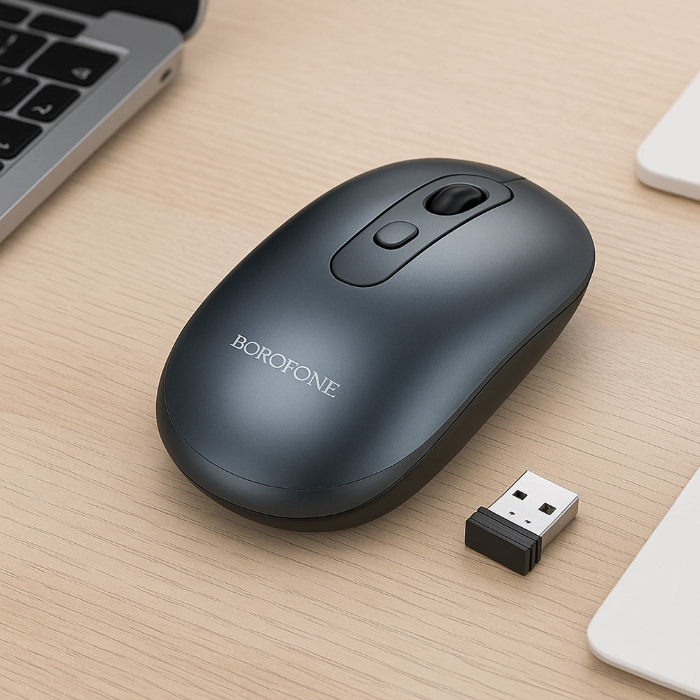 Mouse Wireless Borofone BG13 Winner, 1600DPI, Grigio