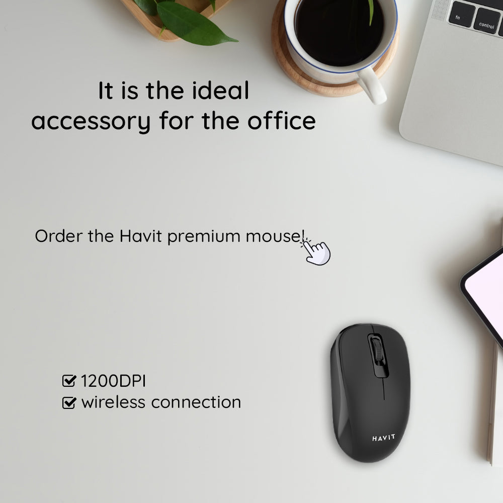 Mouse Wireless HAVIT MS626GT, 1200DPI, Nero Grigio