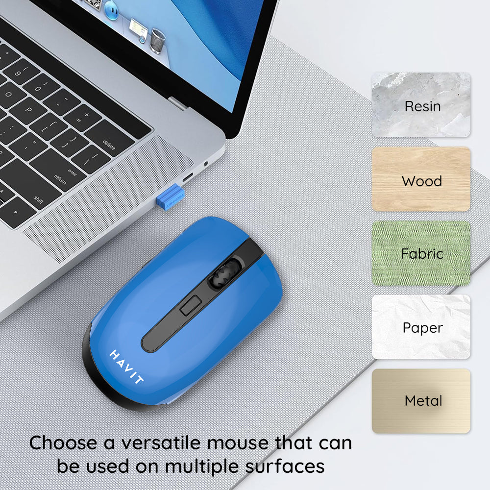Mouse Wireless HAVIT MS989GT, 800DPI - 1600DPI, Nero Blu