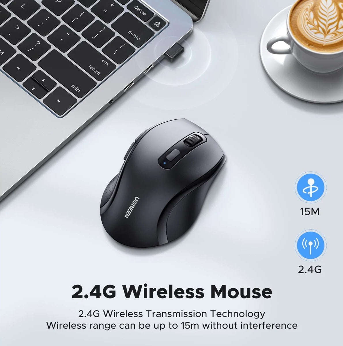 Mouse Wireless UGREEN M511, 1600DPI, Nero