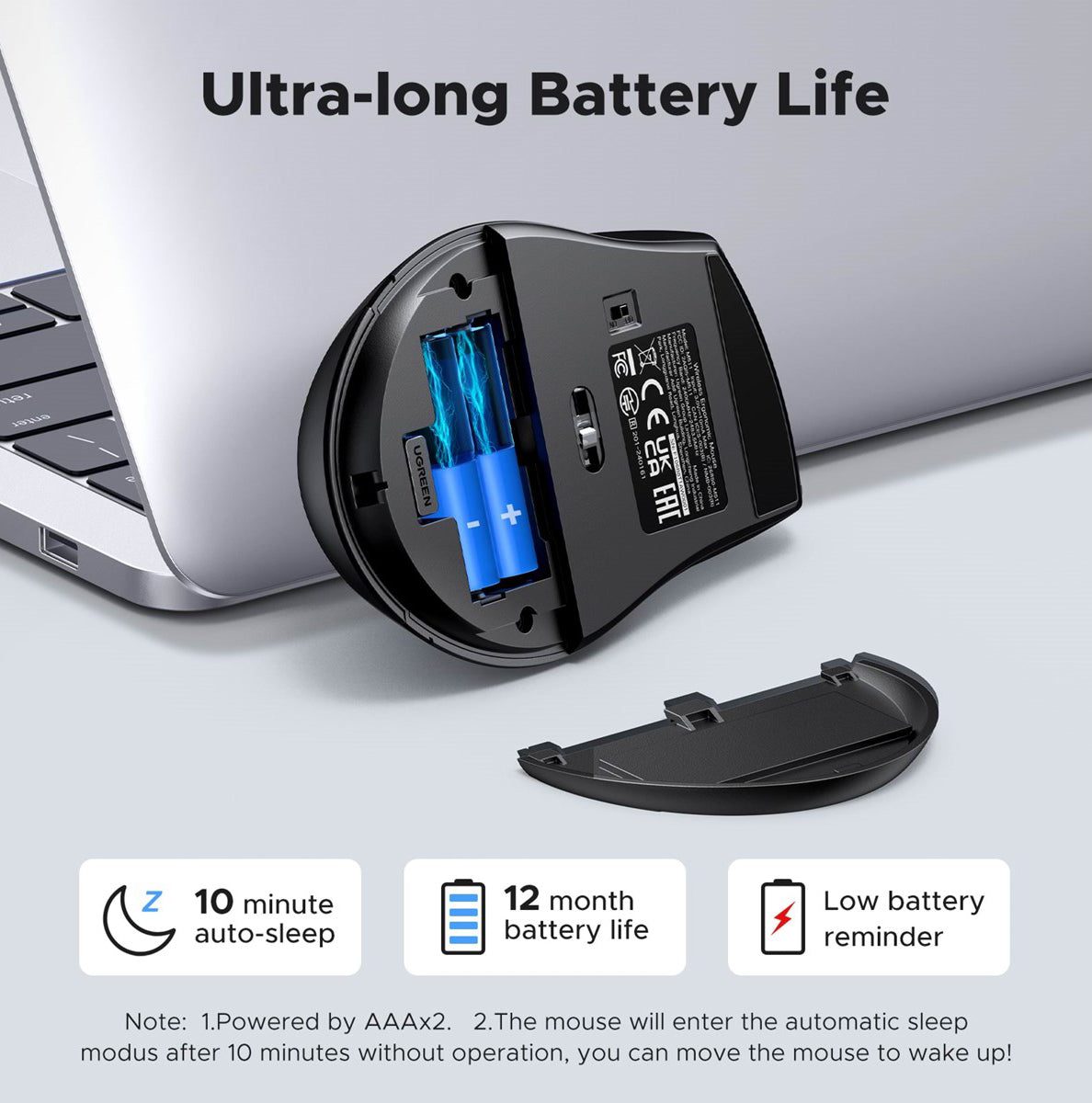 Mouse Wireless UGREEN M511, 1600DPI, Nero