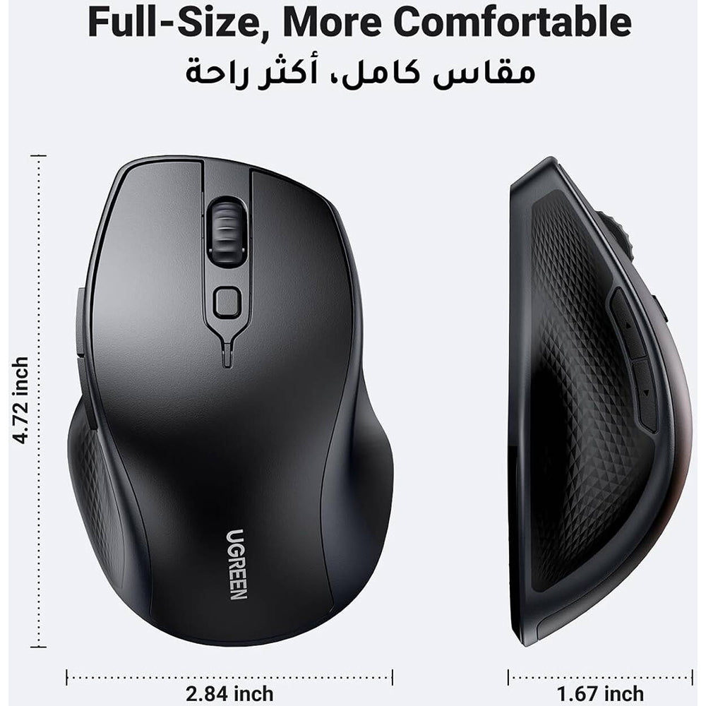 Mouse Wireless UGREEN MU101, 4000DPI, BT / Wi-Fi, Nero