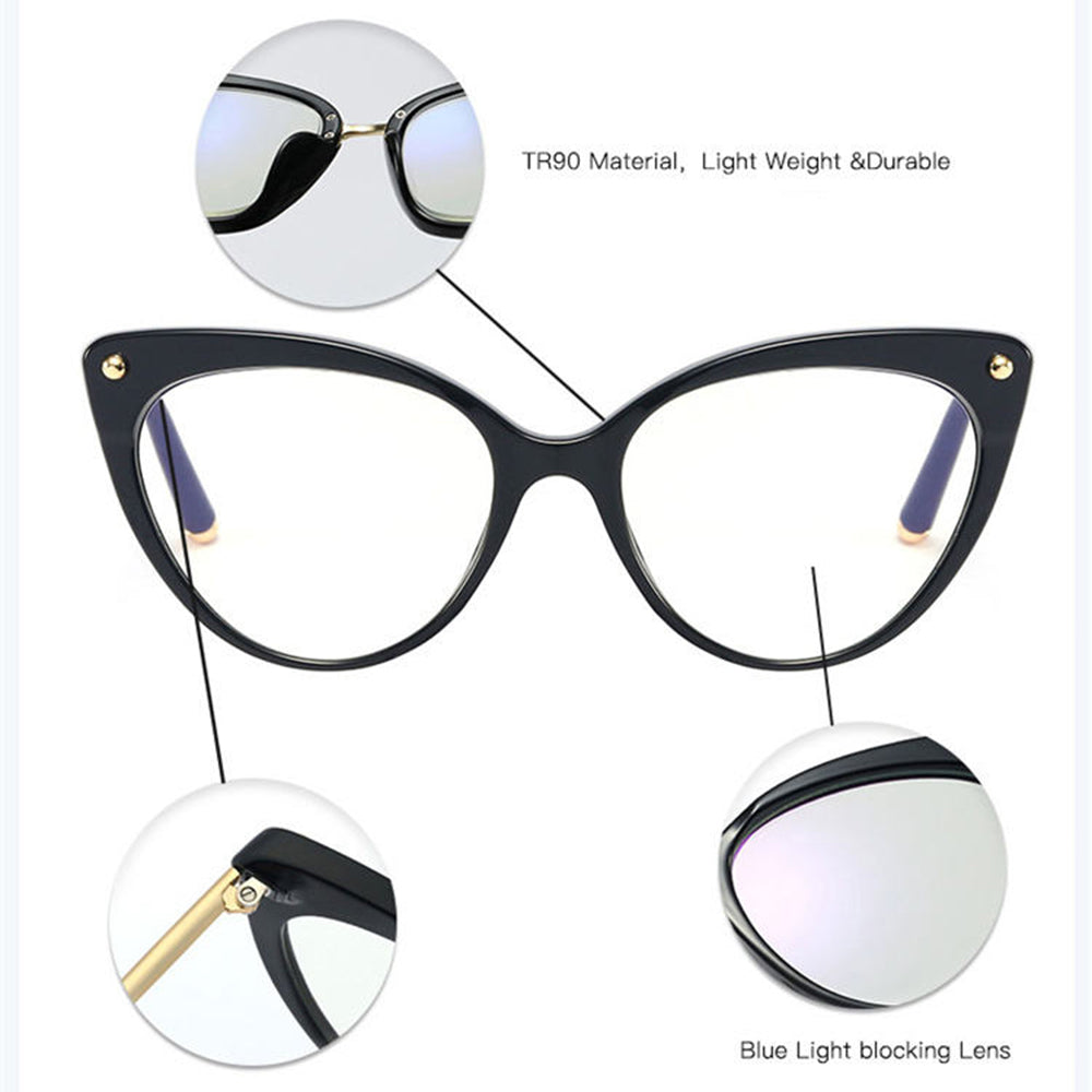 Occhiali da Computer Donna Techsuit F93308, Anti-Luce Blu, Neri Dorati Trasparenti