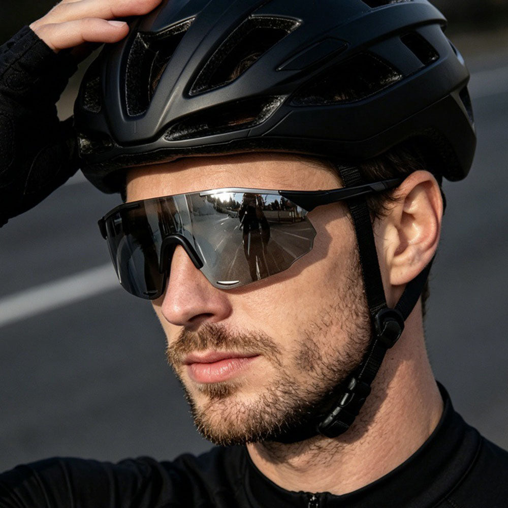 Occhiali da Ciclismo Unisex Techsuit 8853, Nero Grigio