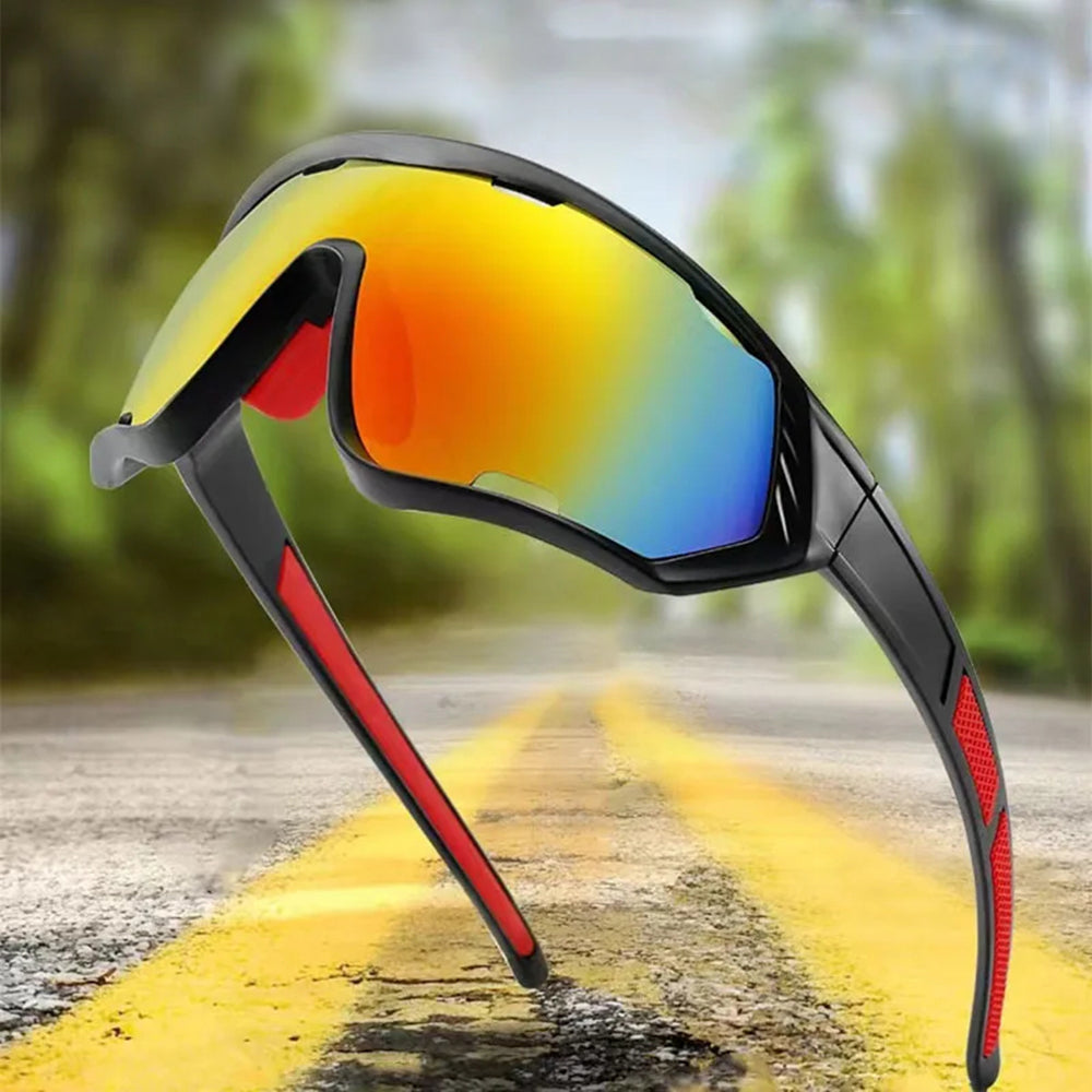 Occhiali da Ciclismo Unisex Techsuit 9330, Neri Rossi Arancioni