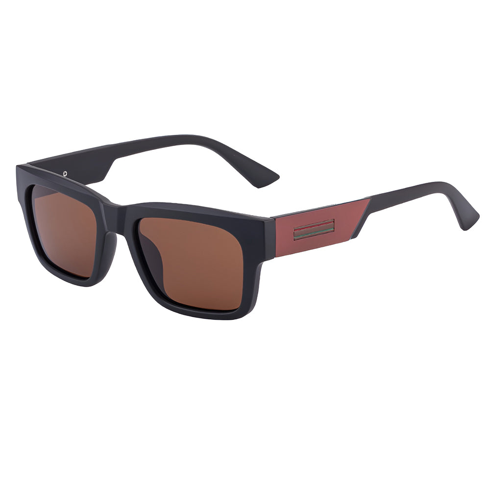 Occhiali da Sole Uomo Techsuit 8491, Polarizzati, Protezione UV, Nero Opaco Rosso