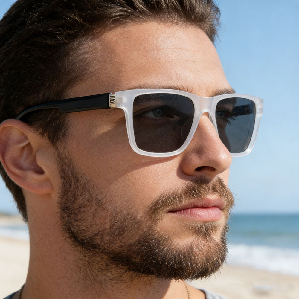 Occhiali da Sole Uomo Techsuit 8506, Polarizzati, Protezione UV, Nero Opaco