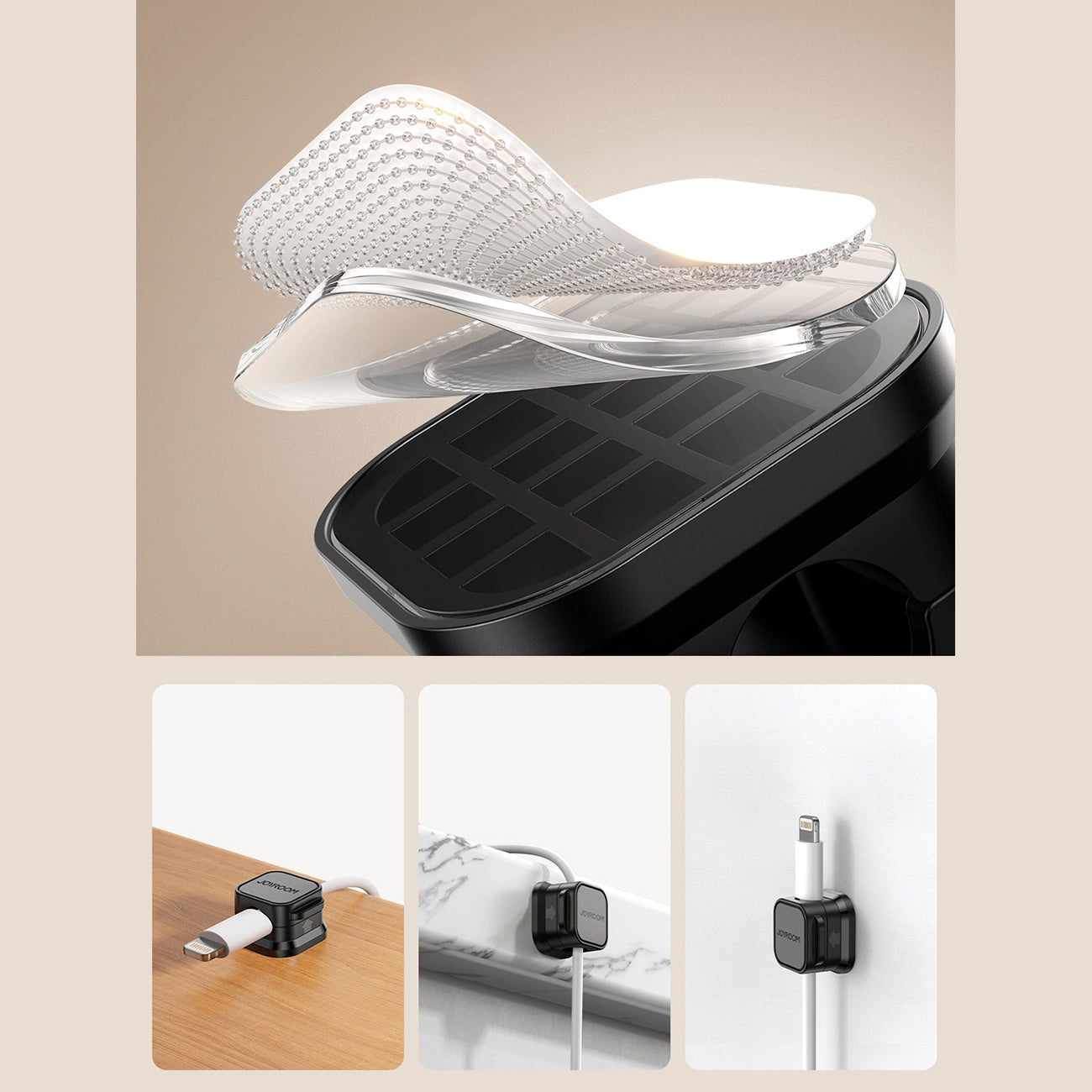 Organizzatore Cavi Joyroom JR-ZS368, Set 3 Pezzi, Nero