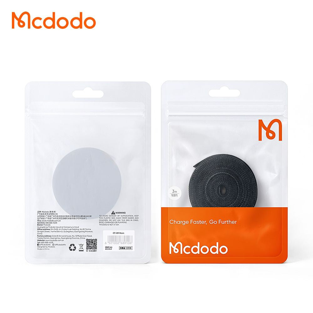 Organizzatore Cavi McDodo VS-0960 Belt, Velcro, 1m, Nero