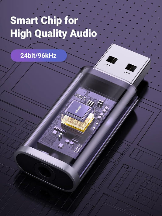 Scheda audio USB UGREEN CM383, 1 x Jack 3.5mm, Grigio