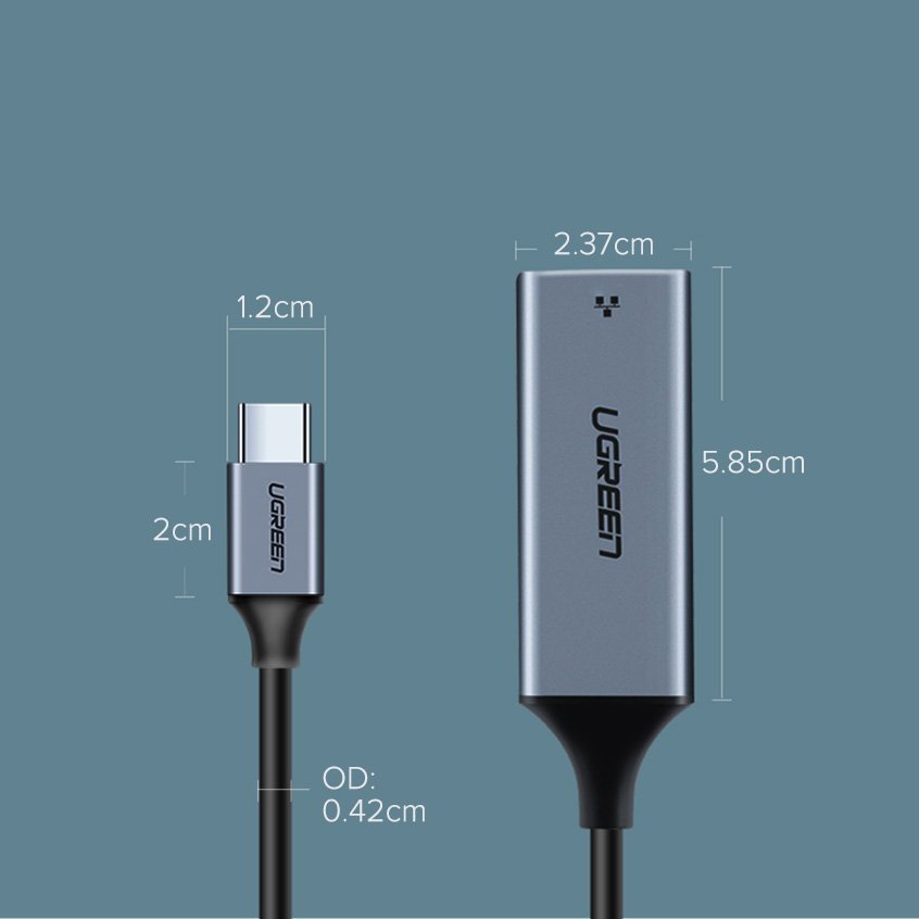 Scheda di rete UGREEN CM199, RJ45, USB-C, Grigio