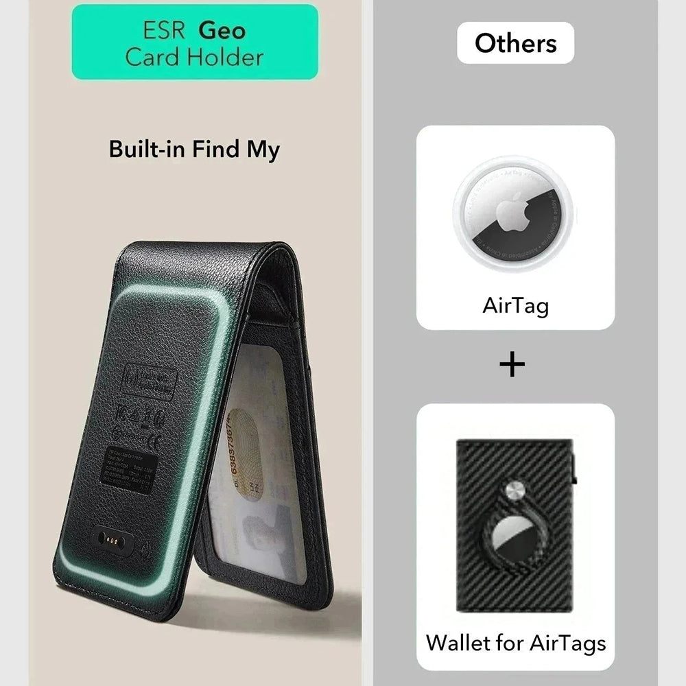 Portafoglio ESR Classic Geo Carbon con funzione Find My e Protezione RFID, Nero