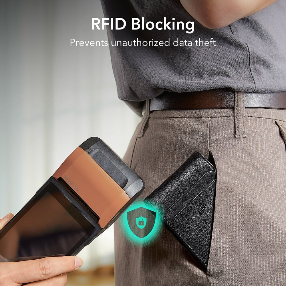 Portafoglio ESR Classic Geo Carbon con funzione Find My e Protezione RFID, Nero