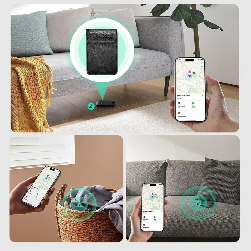 Portafoglio ESR Classic Geo Carbon con funzione Find My e Protezione RFID, Nero