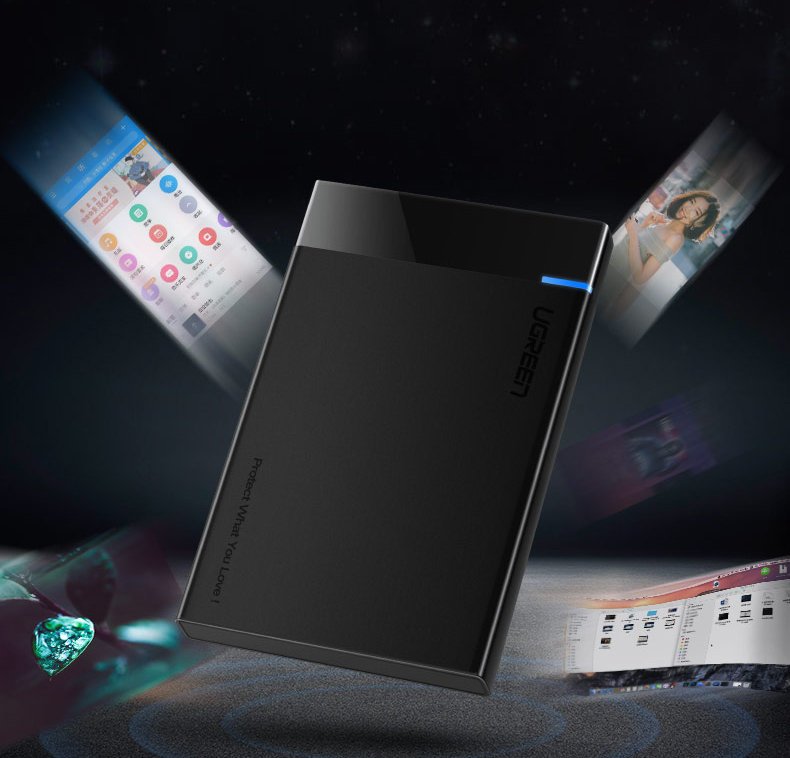 Rack UGREEN US221 per HDD / SSD SATA 2.5inch, USB 3.2, Nero