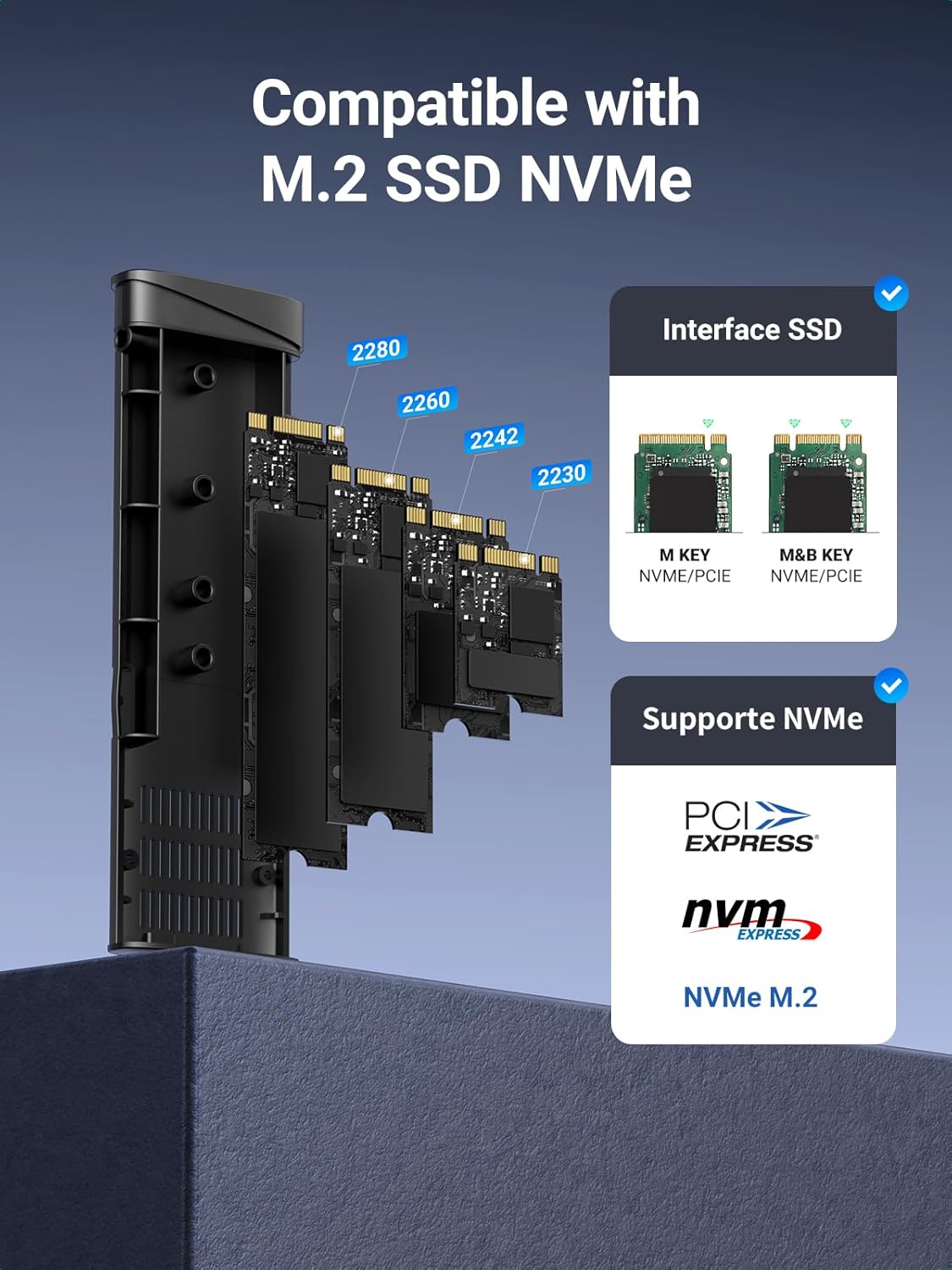 Rack UGREEN CM767 per SSD M.2 NVMe, Grigio
