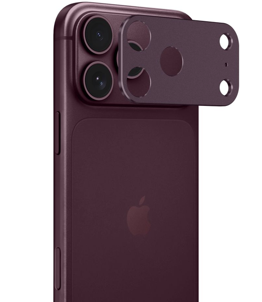 Cornice protettiva per fotocamera posteriore Tech-Protect Camalloy Fit+ per Apple iPhone 18 Pro Max, alluminio, bordeaux