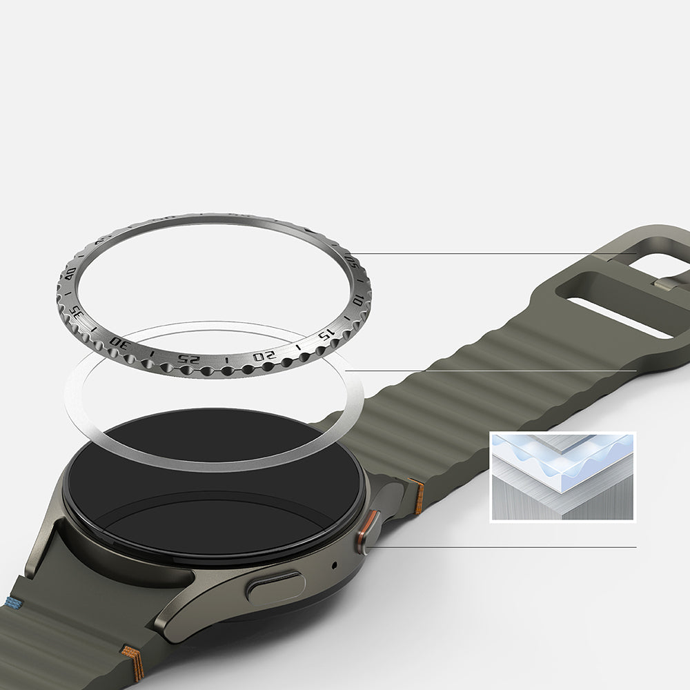 Cornice Protettiva Ringke Styling per Samsung Galaxy Watch7 44mm, Modello 5, Argento