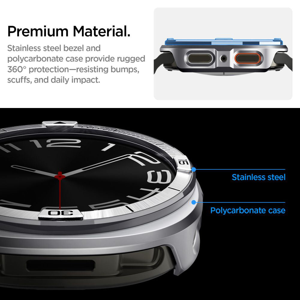 Cornice di Protezione Spigen Tune Pro Pilot per Samsung Galaxy Watch8 44mm, Argento ACS10011