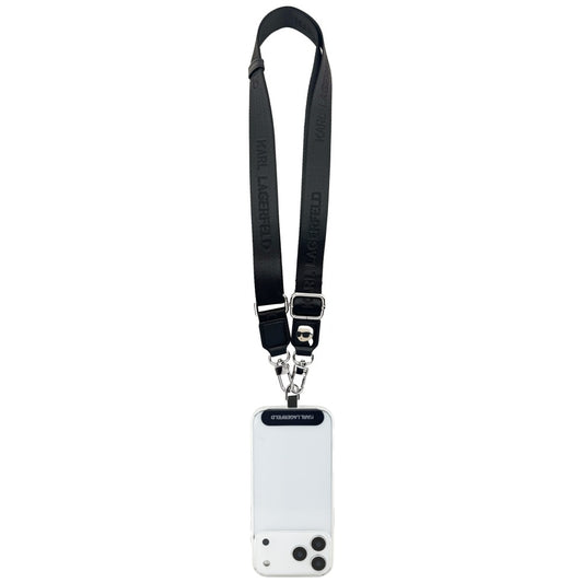Karl Lagerfeld Phone Lanyard with Metal Logo, Black