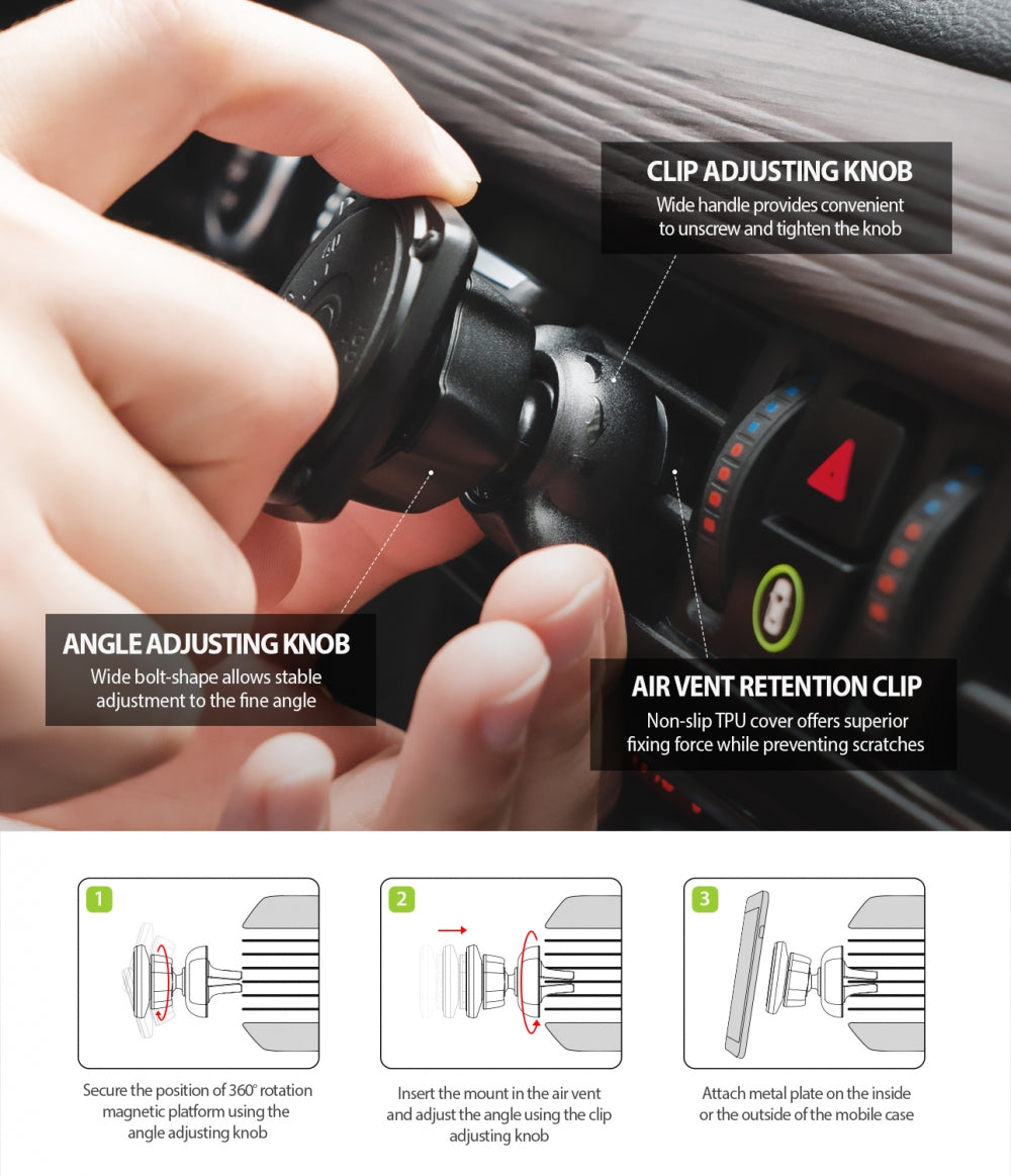 Supporto Auto Magnetico Ringke Power Clip, Universale, Nero