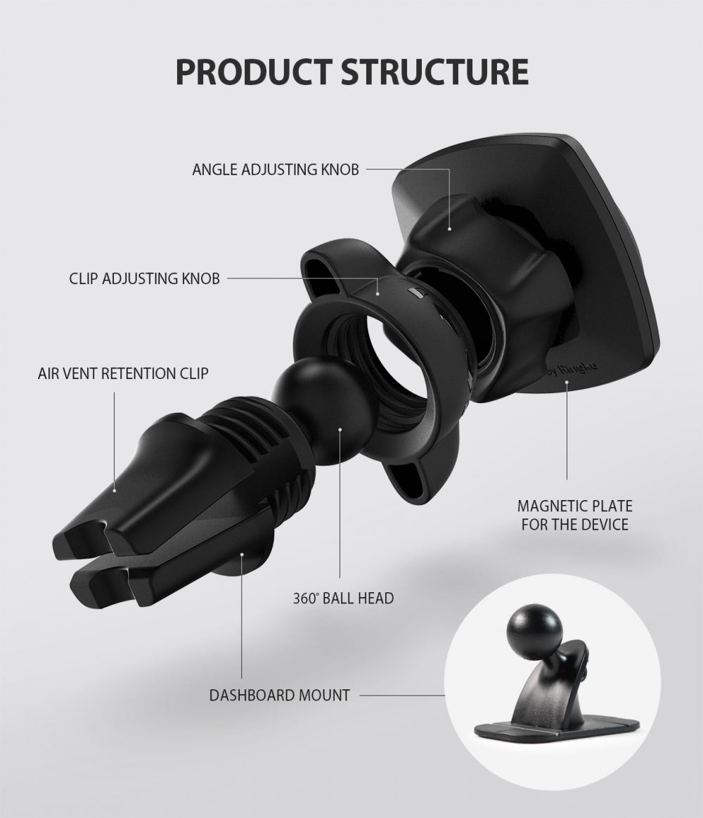 Supporto Auto Magnetico Ringke Power Clip, Universale, Nero