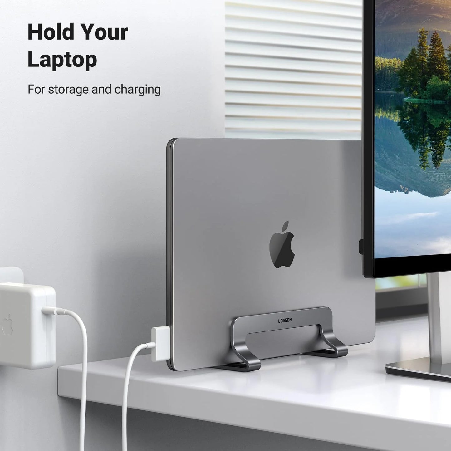 UGREEN LP258 Vertical Stand for Laptop with thickness 12mm - 26mm, Silver