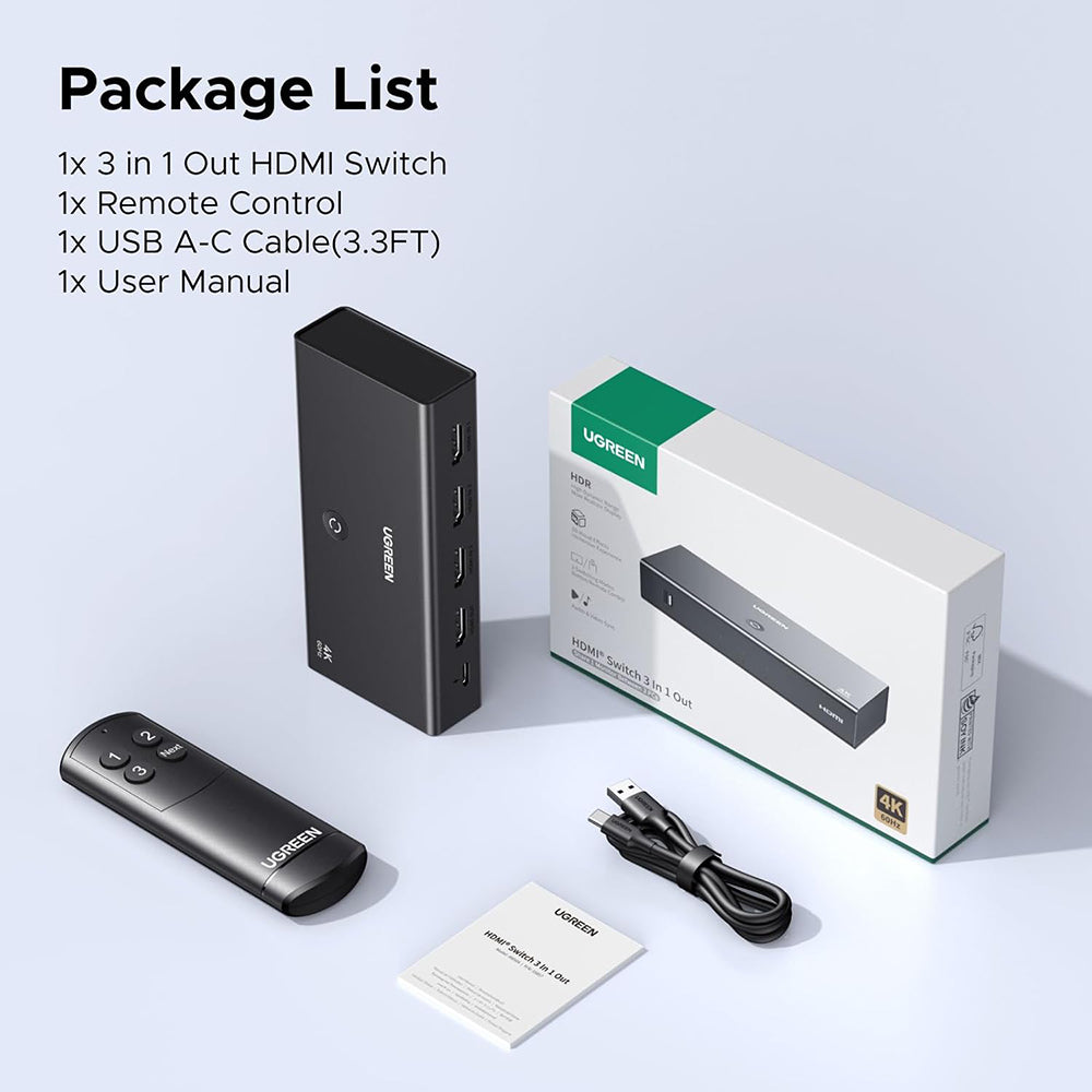 Switch Video HDMI UGREEN AW504 (55857), Nero