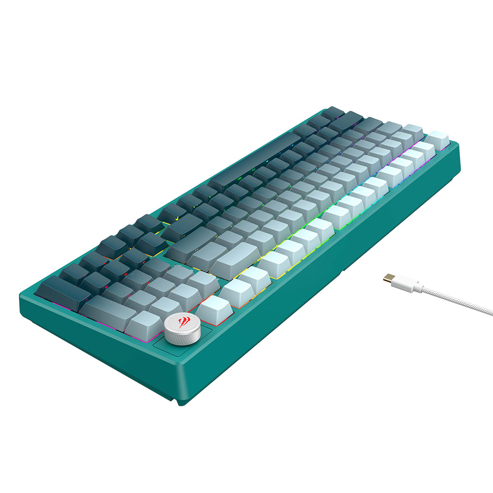 Tastiera Gaming HAVIT KB899L, RGB, 1.8m, Bianca Verde
