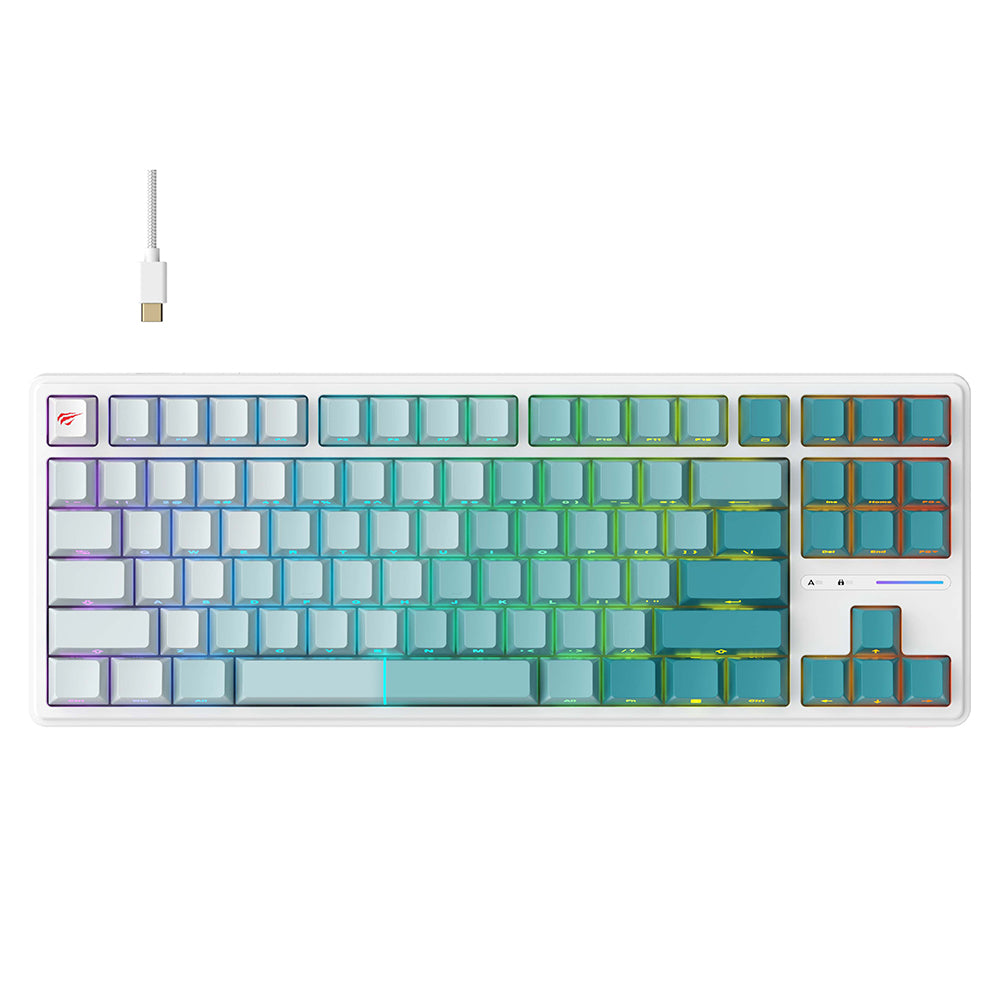 Tastiera Gaming Cablata USB HAVIT KB901L, RGB, 1.8m, Bianco Verde