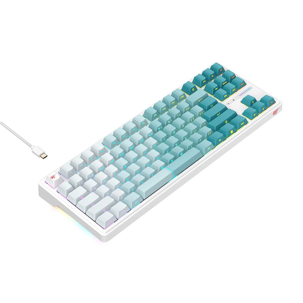 Tastiera Gaming Cablata USB HAVIT KB901L, RGB, 1.8m, Bianco Verde