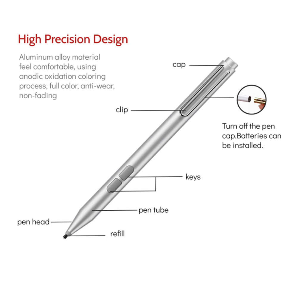 Touch Pen Techsuit F94S per Microsoft Surface / Asus Transformer / Zen / Vivobook / HP Envy / Pavilion / Spectre, Versione Attiva, Nero