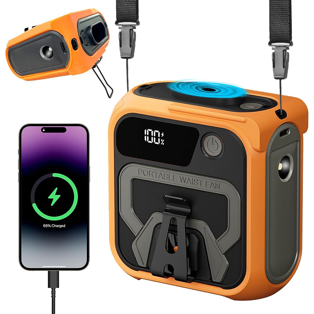 Ventilatore Portatile Techsuit Z13 con batteria esterna 10000mAh, Arancione