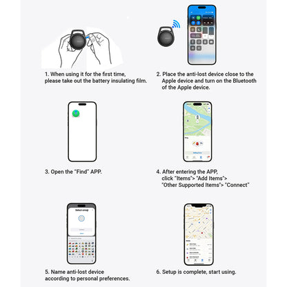 Acefast SmartTag S2 per serie iOS, Set 4 pezzi, Nero