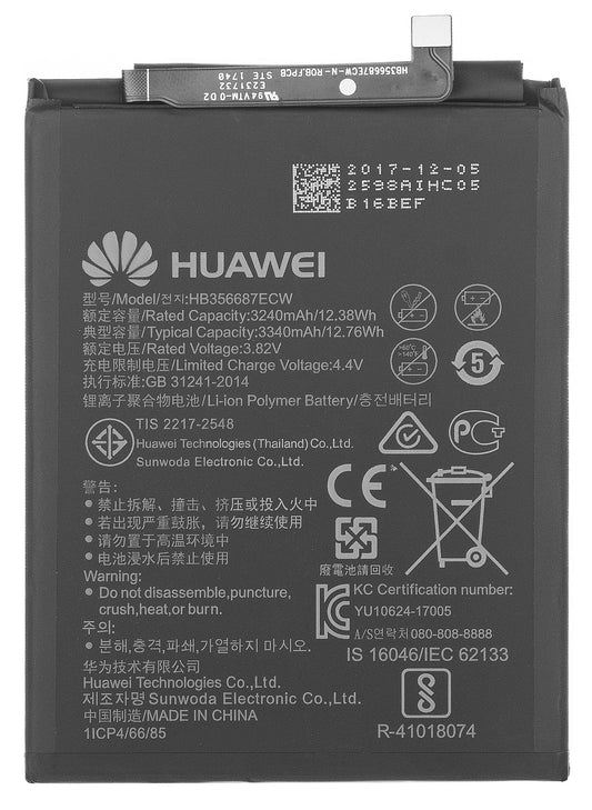 Batteria Huawei P30 lite New Edition / P30 lite / Mate 10 Lite / Mate 10 Lite / 7X / nova 2 plus, HB356687ECW, Service Pack 24022872 