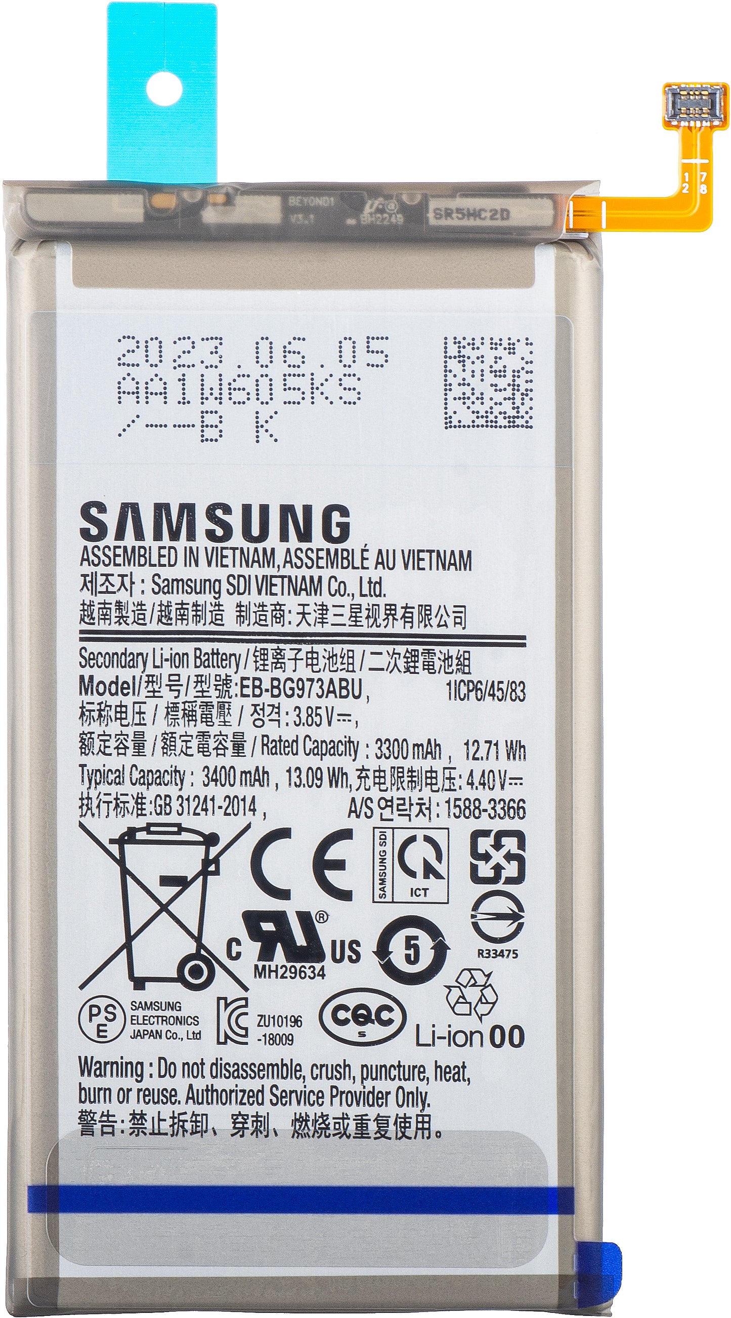 Batteria Samsung Galaxy S10 G973, EB-BG973ABU, Service Pack GH82-18826A 