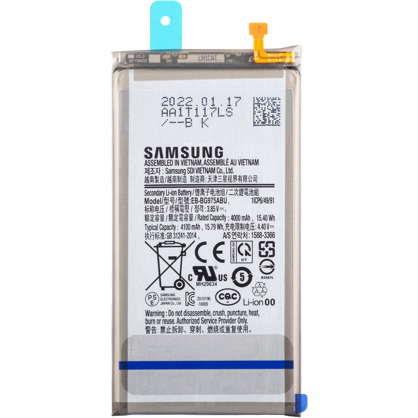 Batteria Samsung Galaxy S10+ G975, EB-BG975ABU, Service Pack GH82-18827A 