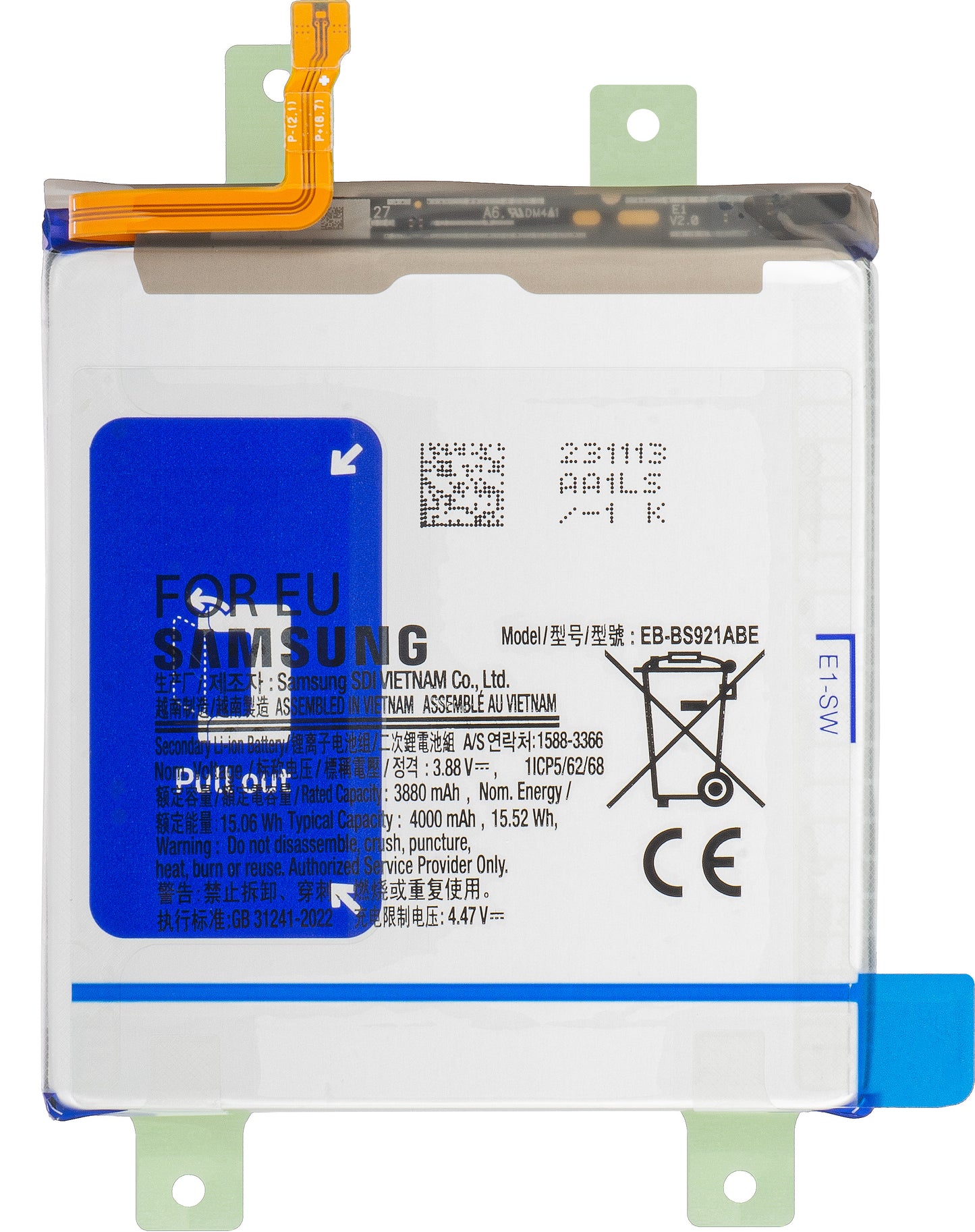 Batteria Samsung Galaxy S24 S921, EB-BS921ABE, Service Pack GH82-33290A 