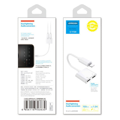 Adattatore Audio Lightning - 2 x Lightning Joyroom S-Y104, Bianco