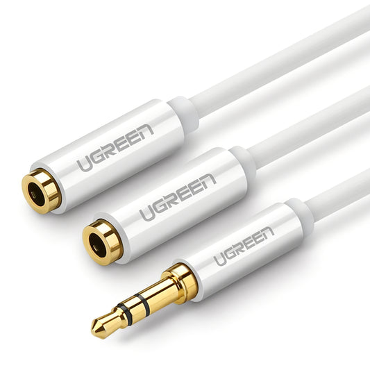 Adattatore Audio Splitter 3.5mm - 2 x 3.5mm UGREEN AV123 2in1, 0.25m, Bianco