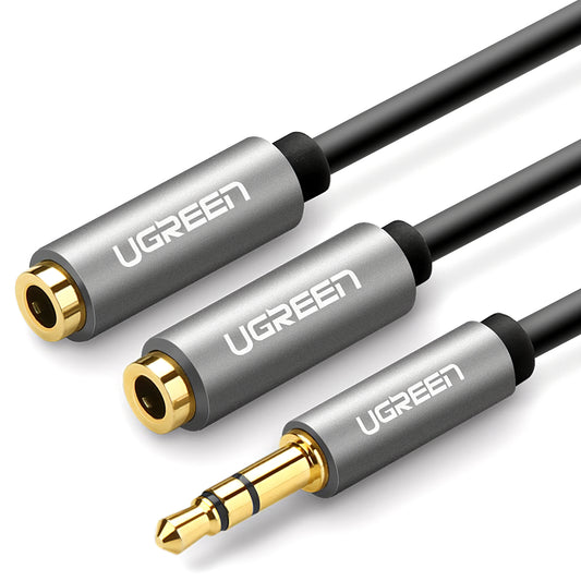 Adattatore Audio Splitter 3.5mm - 2 x 3.5mm UGREEN AV123 2in1, 0.2m, Grigio