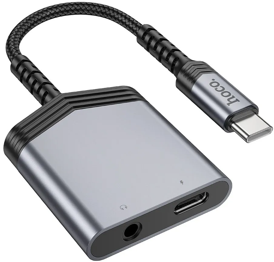 Adattatore Audio USB-C - USB-C / 3.5mm HOCO LS39, Nero