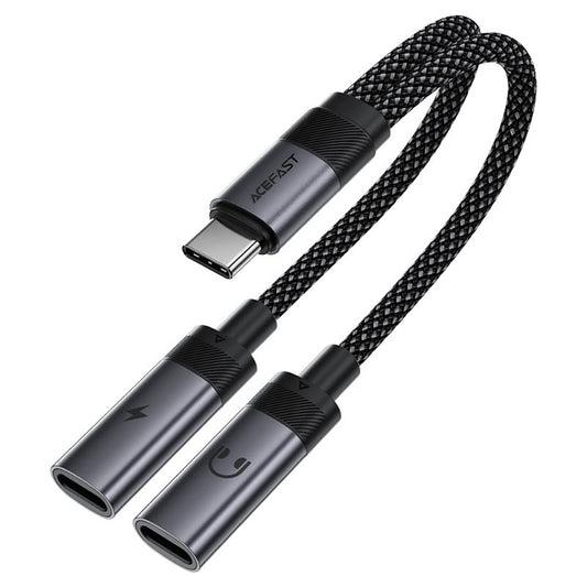 Adattatore Audio USB-C - 2 x USB-C Acefast J14, Nero