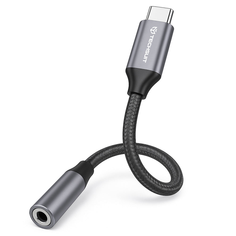 Adattatore Audio USB-C - 3.5mm Techsuit AC12 FuseXound, Grigio, Set 2 pezzi