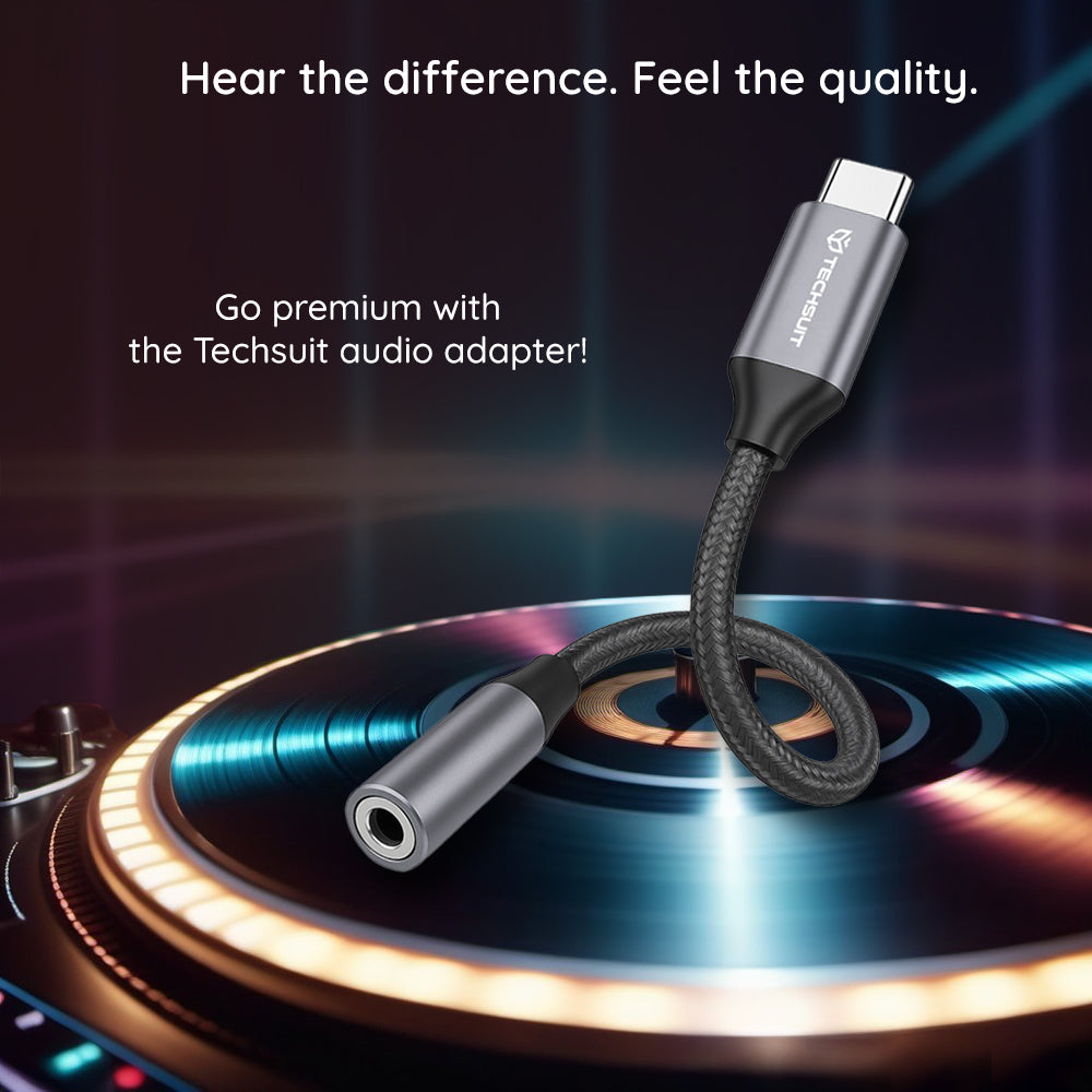 Adattatore Audio USB-C - 3.5mm Techsuit AC12 FuseXound, Grigio, Set 2 pezzi
