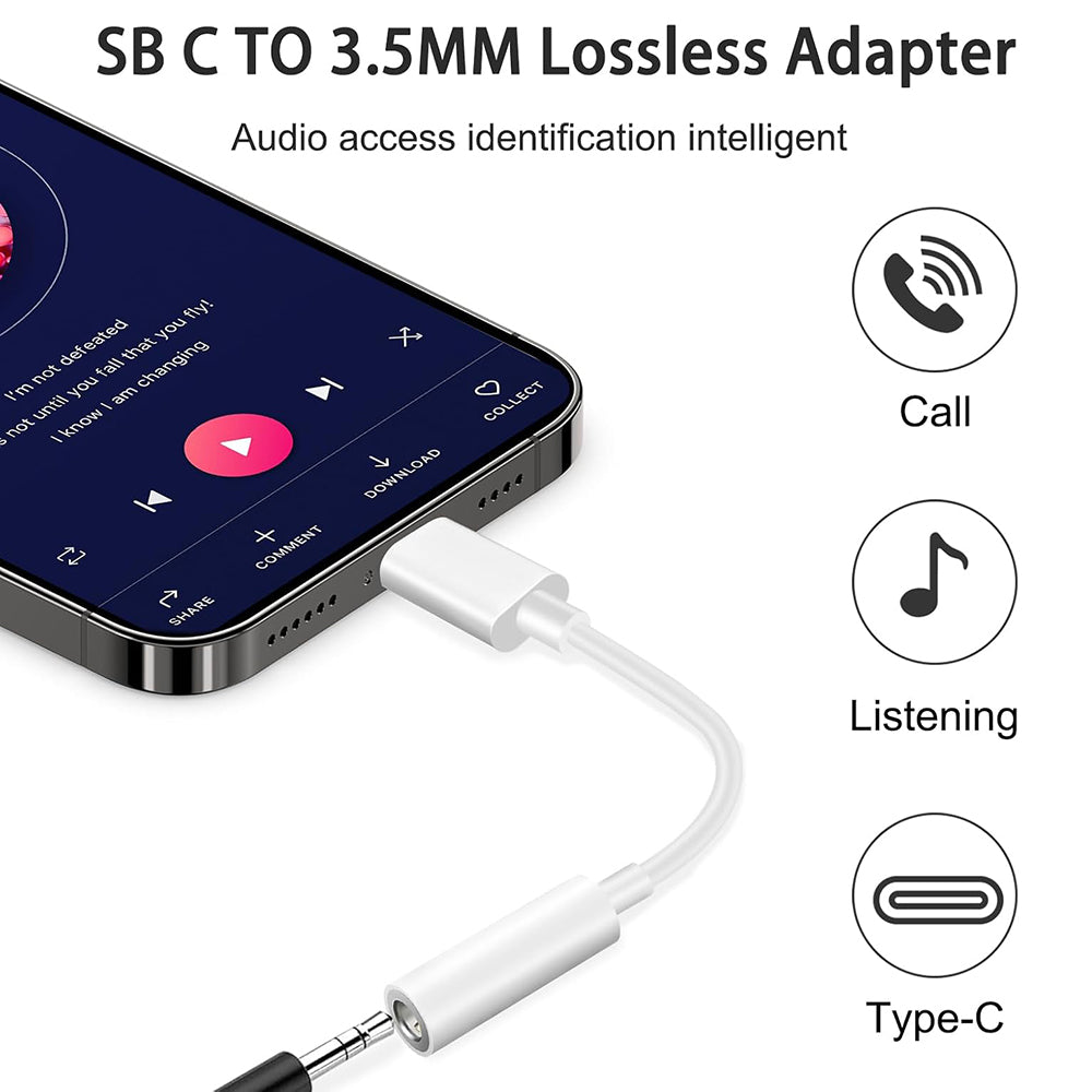 Adattatore Audio USB-C - 3.5mm Techsuit AC18 MusicBox, Bianco, Set 2 pezzi