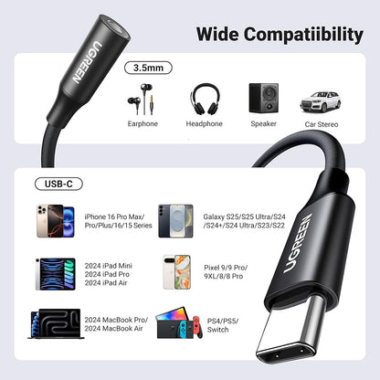 USB-C to 3.5mm Audio Adapter UGREEN AV161, Black