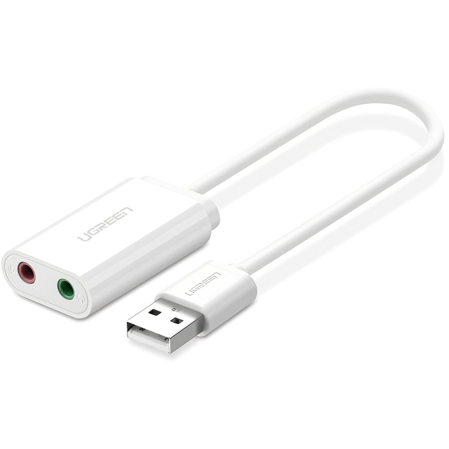 Scheda audio USB UGREEN US205, 2 x Jack 3.5mm, Bianca