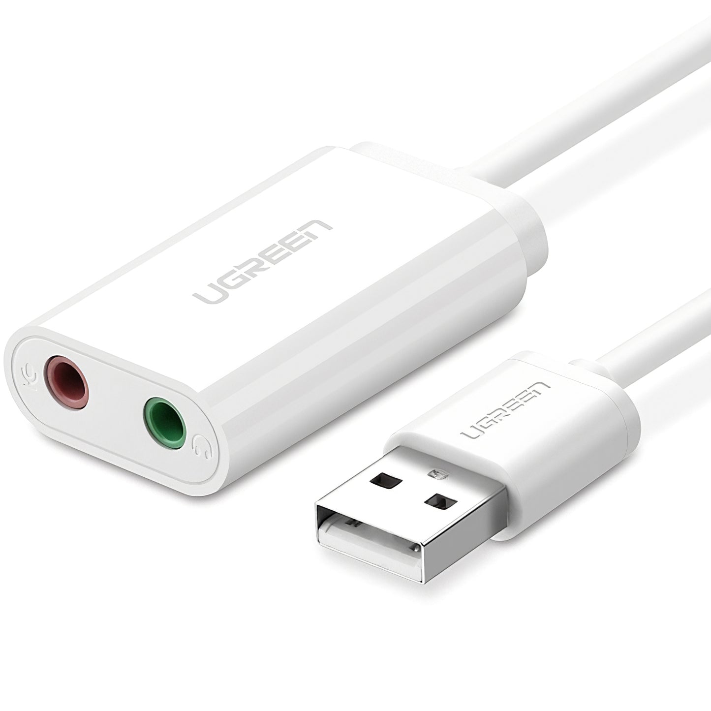 Scheda audio USB UGREEN US205, 2 x Jack 3.5mm, Bianca